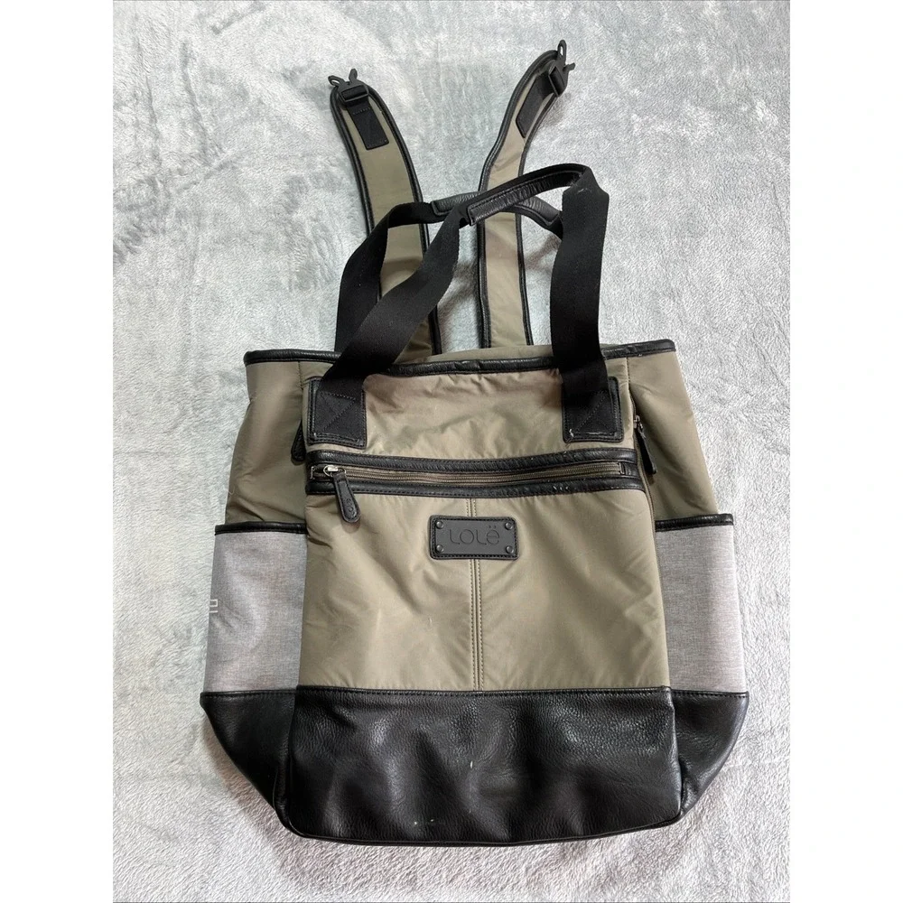 LOLE Lily Convertible Tote Bag Backpack Green/Black Business Laptop School